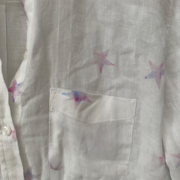 Rails Womens Charli Tie Dye Stars White Linen Blend Shirt Blouse Top Size XS - Picture 5 of 9